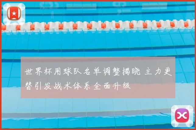 世界杯用球队名单调整揭晓 主力更替引发战术体系全面升级